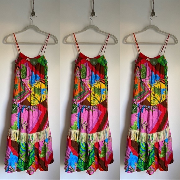 FARM Rio Dresses Anthropologie Farm Rio Palila Fringed Midi Dress Poshmark